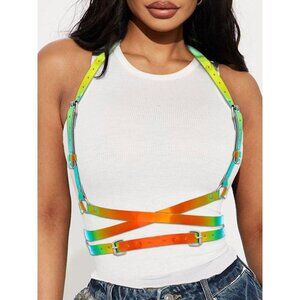 🆕Women Orange Chest Harness Belt Punk Leather Body Accessories